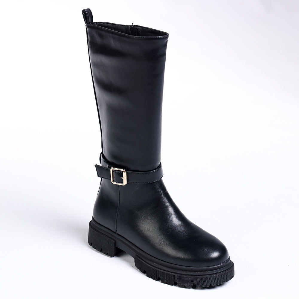 Madison Orphie Mid Calf Buckle Boot - Black