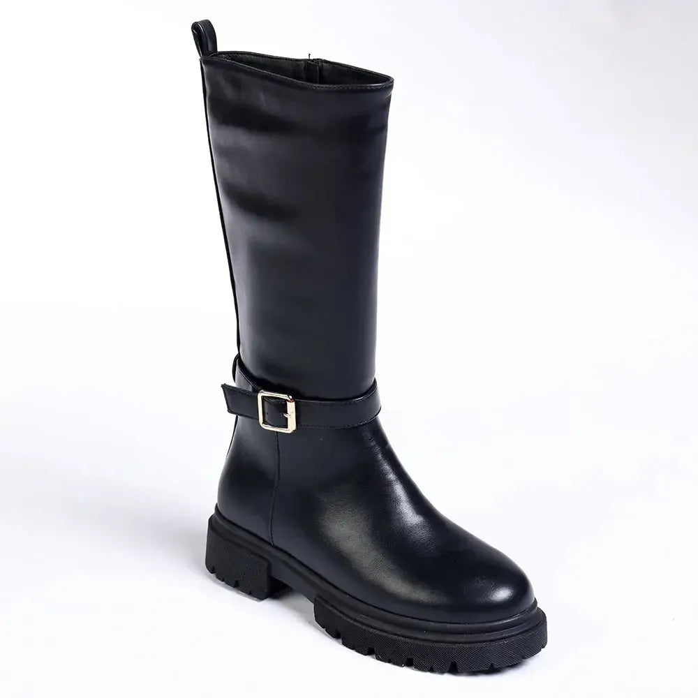 Madison Orphie Mid Calf Buckle Boot - Black