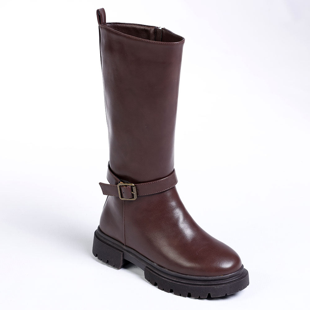 Madison Orphie Mid Calf Buckle Boot - Brown