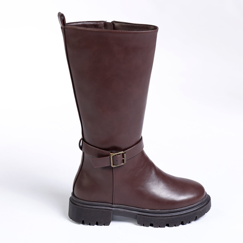 Madison Orphie Mid Calf Buckle Boot - Brown