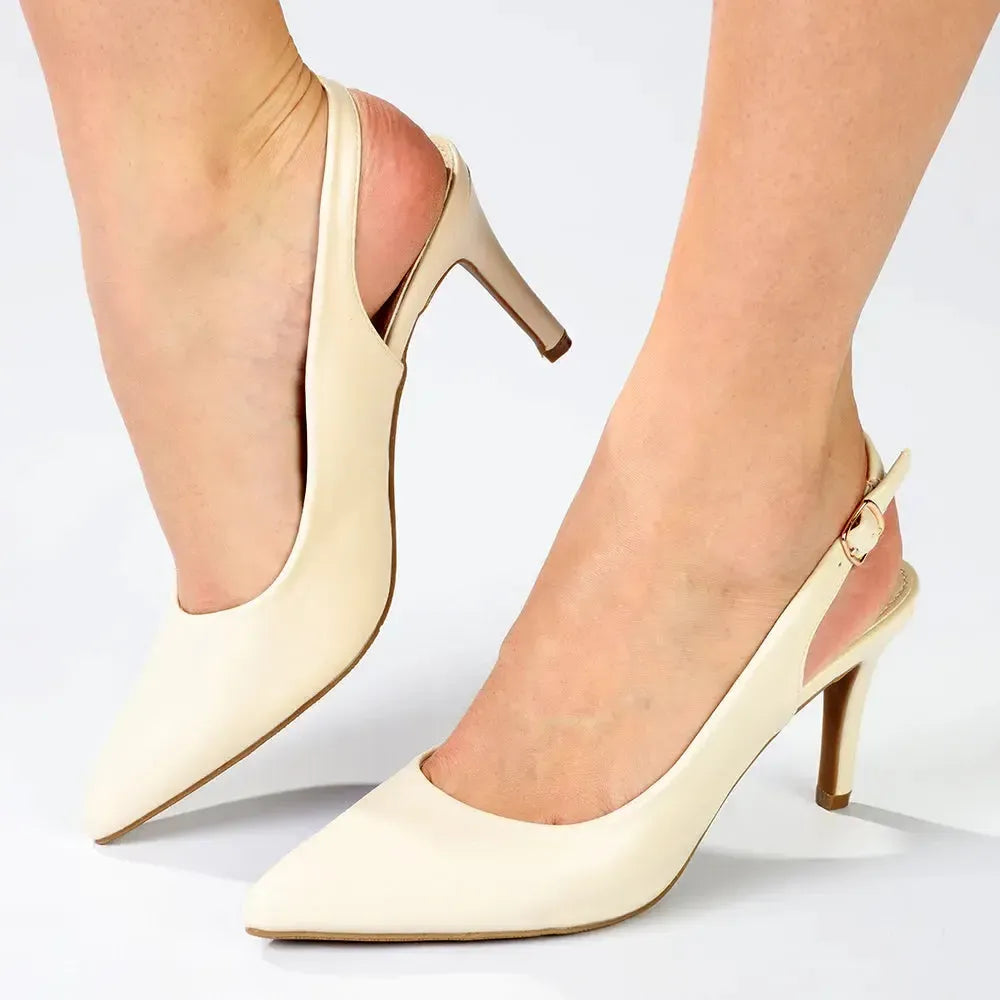 Madison Orsaline Plain Stiletto Slingback - Off White