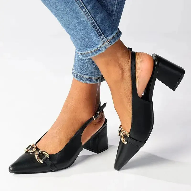 Madison Palmer Block Heel - Black