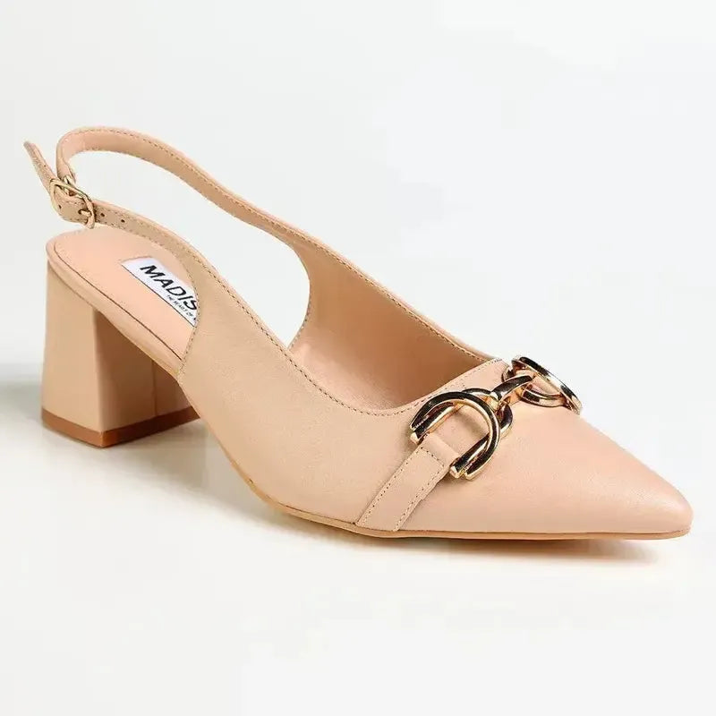 Madison Palmer Block Heel - Nude