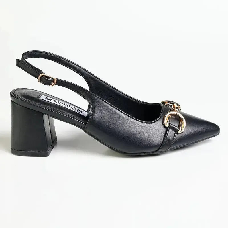 Madison Palmer Trim Block Heel - Black