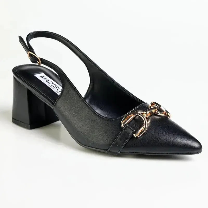 Madison Palmer Trim Block Heel - Black