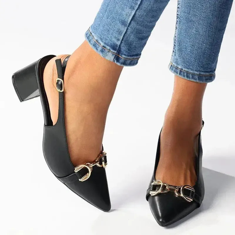 Madison Palmer Trim Block Heel - Black