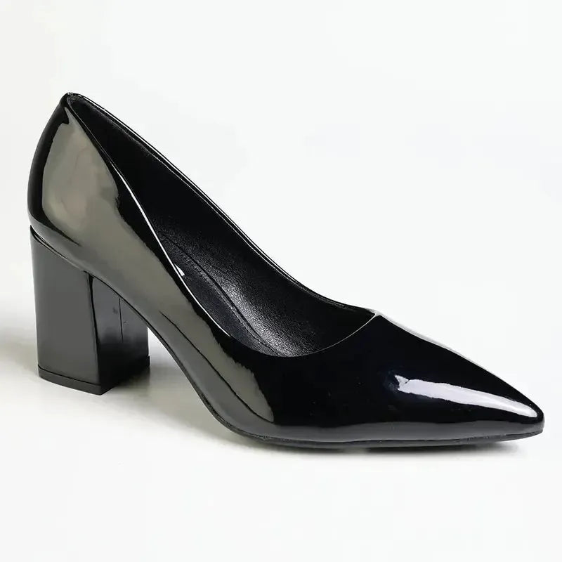 Madison Patricia Block Heel - Black Patent