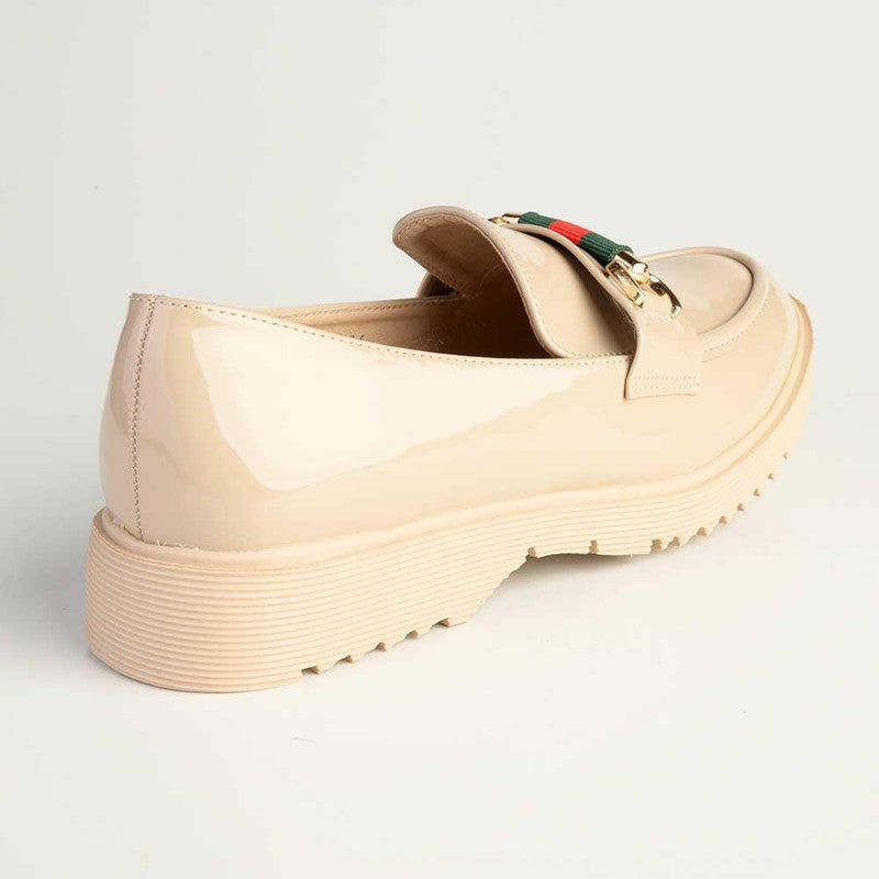 Madison Paxton Slip On Brogue With Gold Saddle Trim - Nude-Madison Heart of New York-Buy shoes online