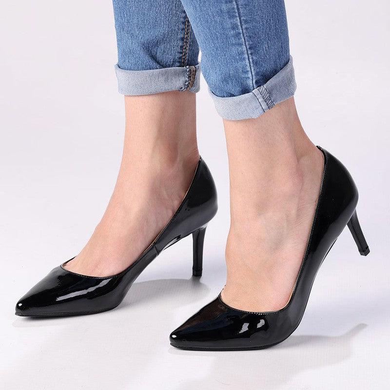 Madison Penny Patent Court Heels - Black-Madison Heart of New York-Buy shoes online