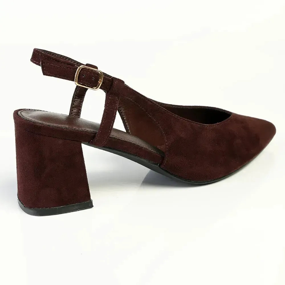 Madison Quest V Vamp Slingback On Medium Block Heel - Chocolate