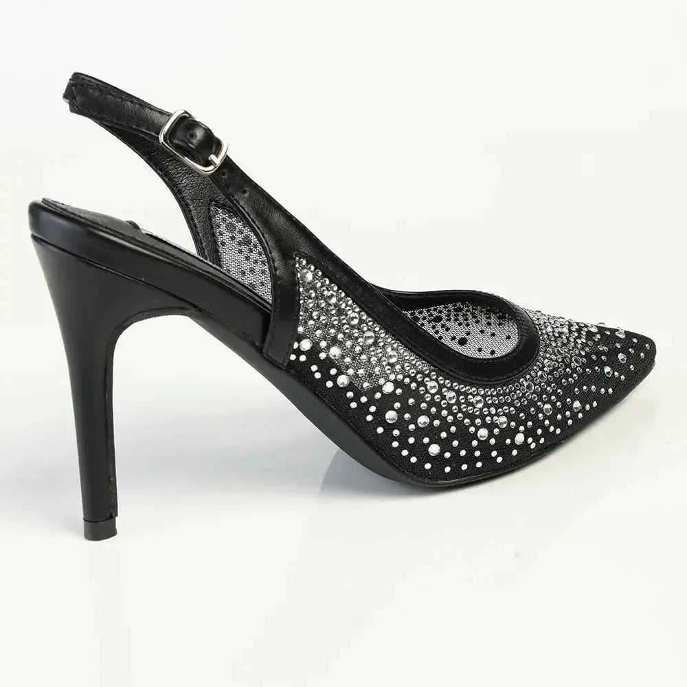 Madison Quinn Closed Toe Slingback Diamond - Black