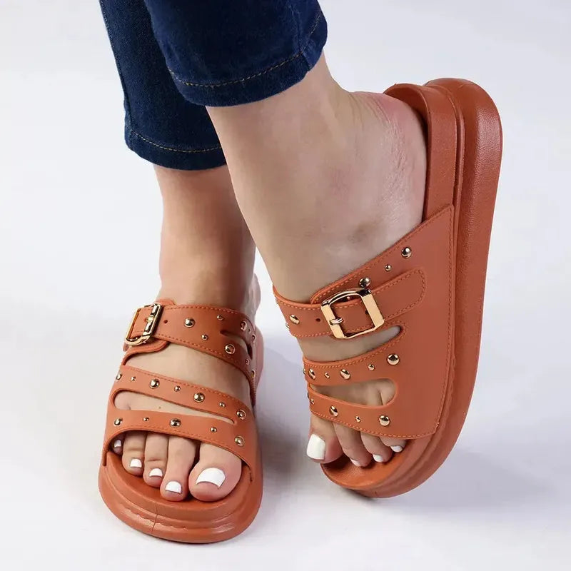 Madison Studded Sandal - Orange