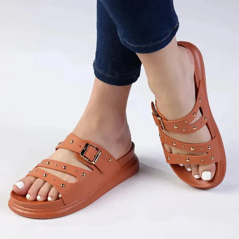 Madison Studded Sandal - Orange