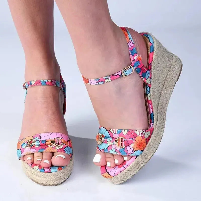 Madison Trimmed Espadrille Wedge - Floral