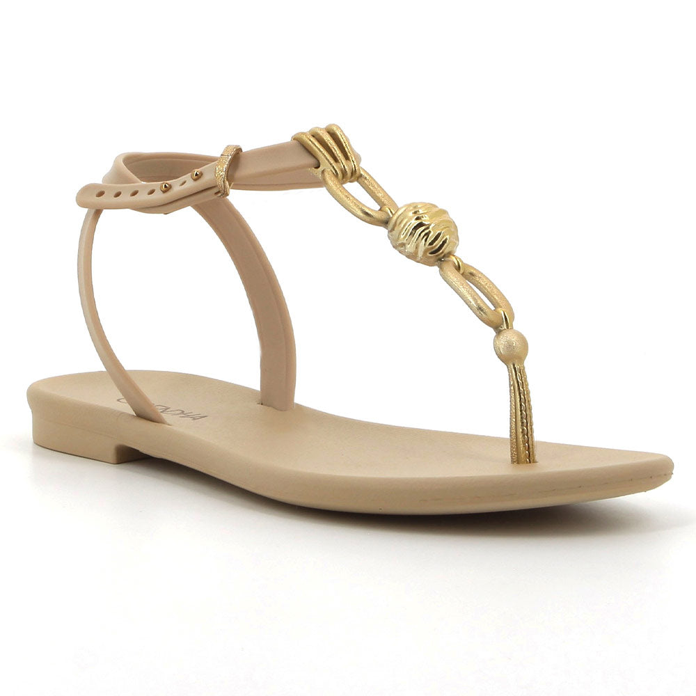 Grendha Ladies Slingback Trim Thong Sandals - Light Beige