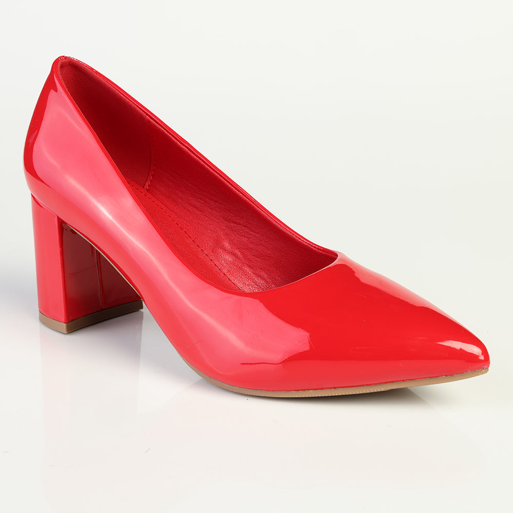 Madison Plain Court Block Heel - Red