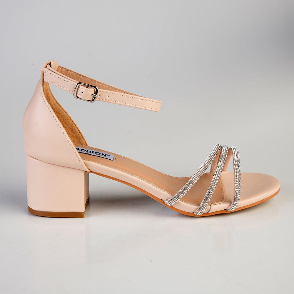 Three strap block hot sale heel sandals