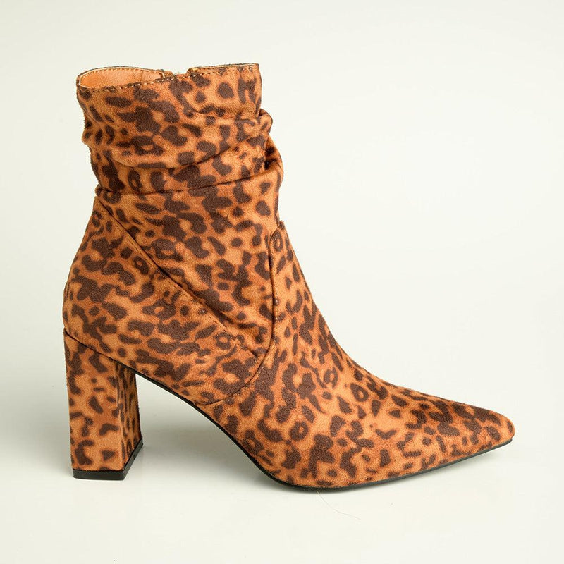 Leopard print high sales heel ankle boots