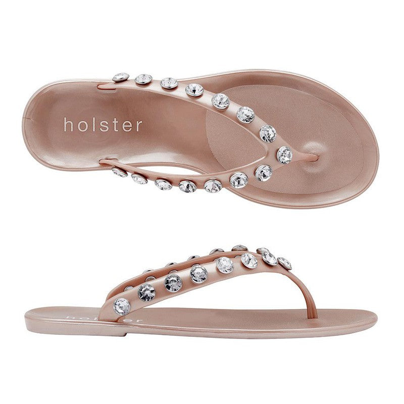 Holster Vacation Jewelled Toe Thong - Champagne-Holster-Buy shoes online