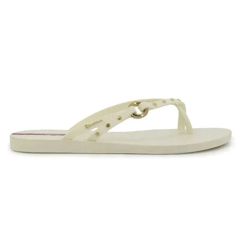 Ipanema Fashion Elo Slip Flop With Studs - Beige/Gold