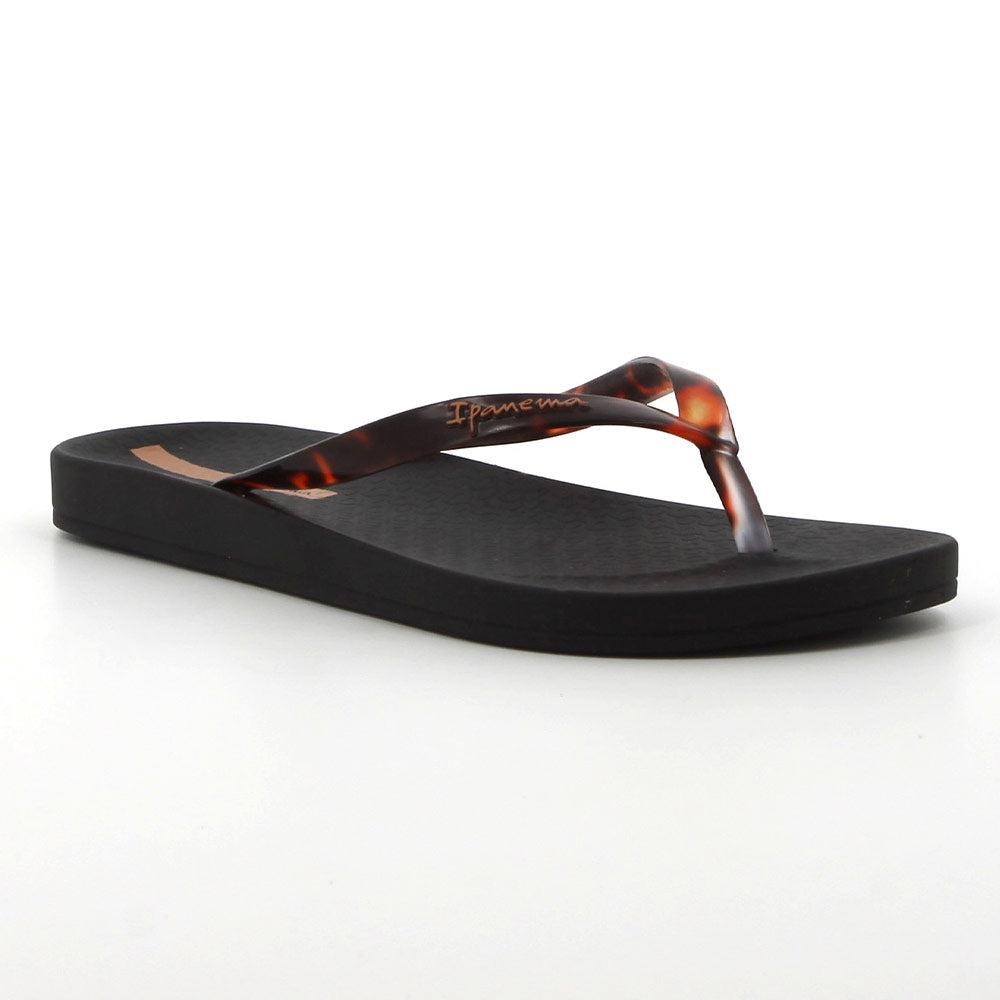 Ipanema Leopard Print Thong Strap Sandals Black