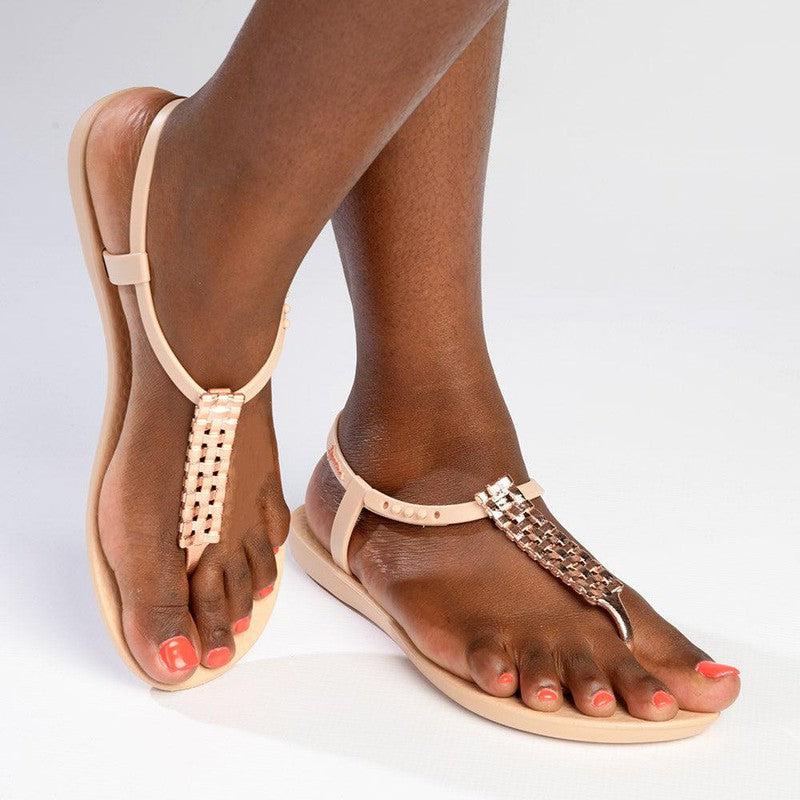 Ipanema Weave Trim Back Strap Sandals - Beige/Pink-Ipanema-Buy shoes online