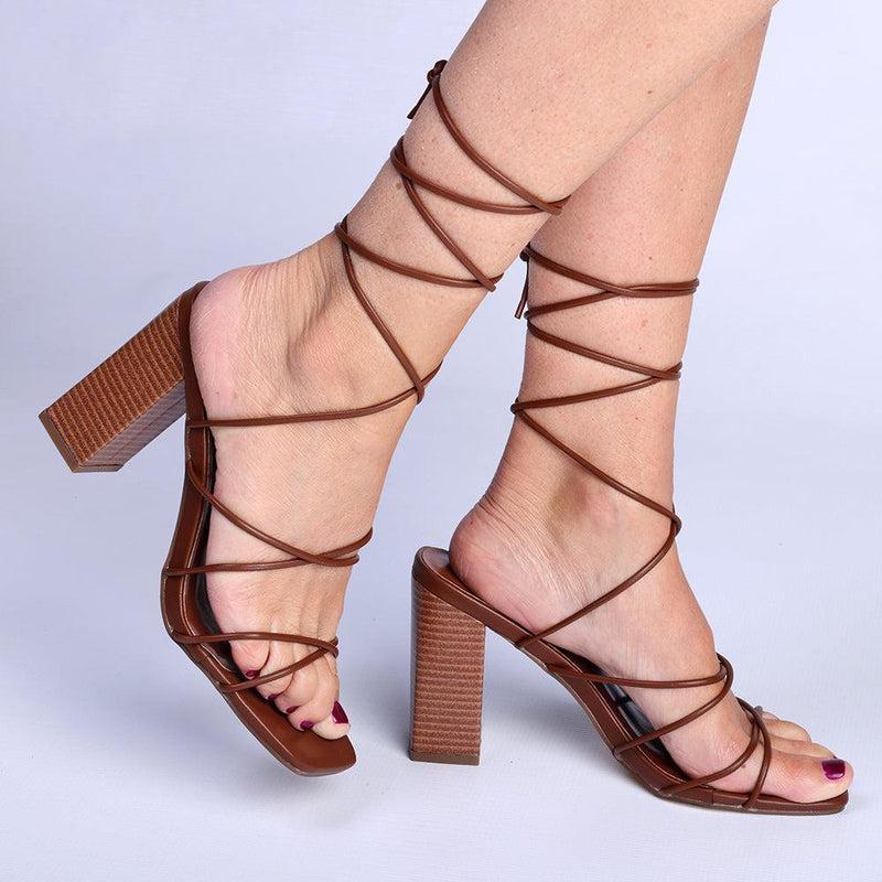 Madison Ailo Strappy Block Heel - Chocolate-Madison Heart of New York-Buy shoes online