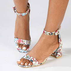 Madison Amira Block Heel Sandal - White Floral