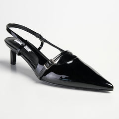 Madison Baila Kitten Slingback Heels - Black