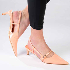 Madison Baila Kitten Slingback Heels - Peach