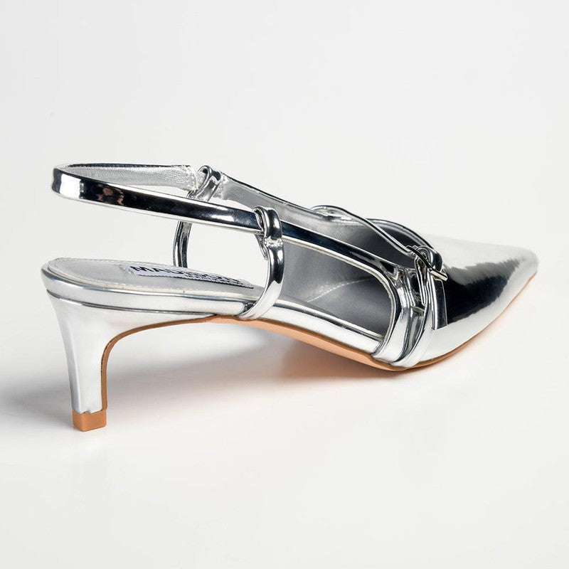 Madison Baila Kitten Slingback Heels - Silver-Madison Heart of New York-Buy shoes online