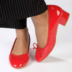 Madison Belen Low Block Heel Court with Bow - Red