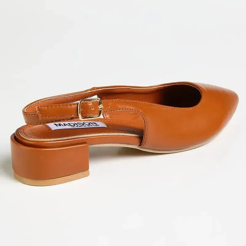 Madison Bellarose Low Block Heel Slingback Sandal - Tan