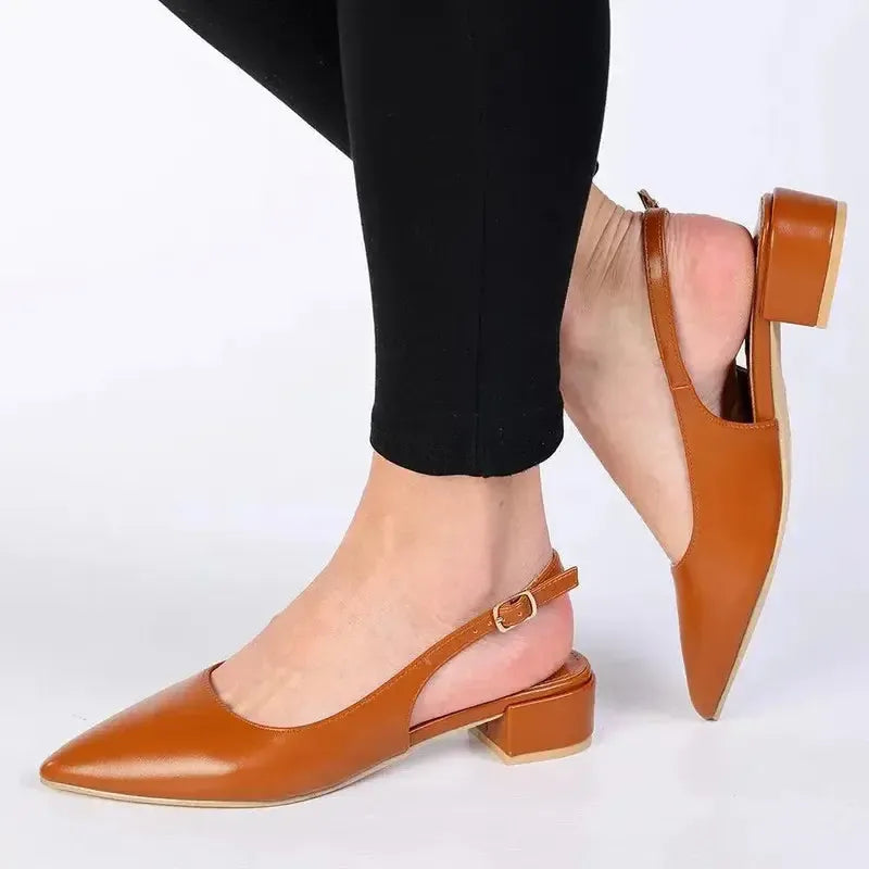 Madison Bellarose Low Block Heel Slingback Sandal - Tan