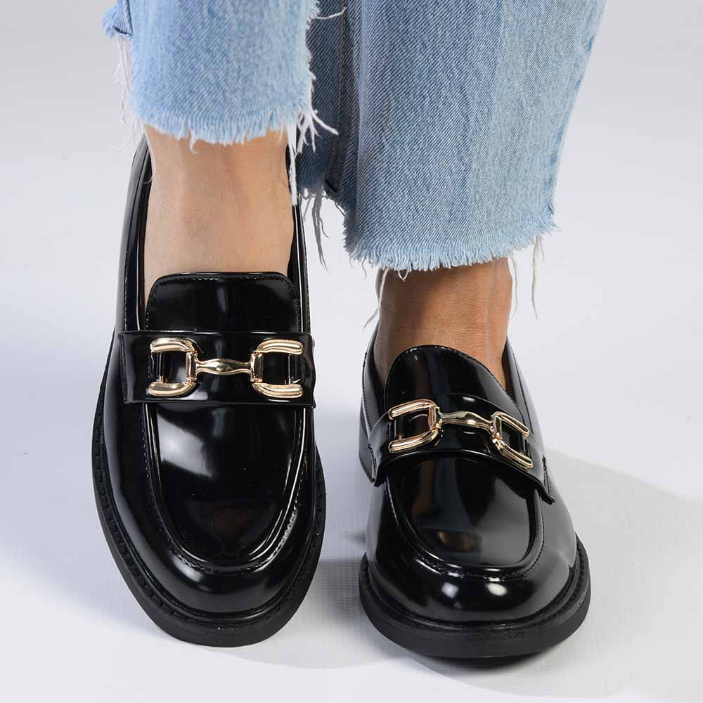 Ladies black loafer shoes online