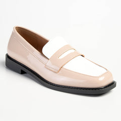 Madison Bliss 2 Tone Slip On Loafers - Nude / White