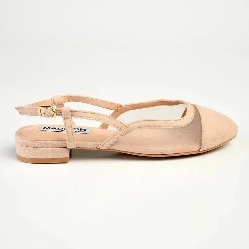 Madison Bluma 2 Low Block Heel Slingback Sandal - Nude