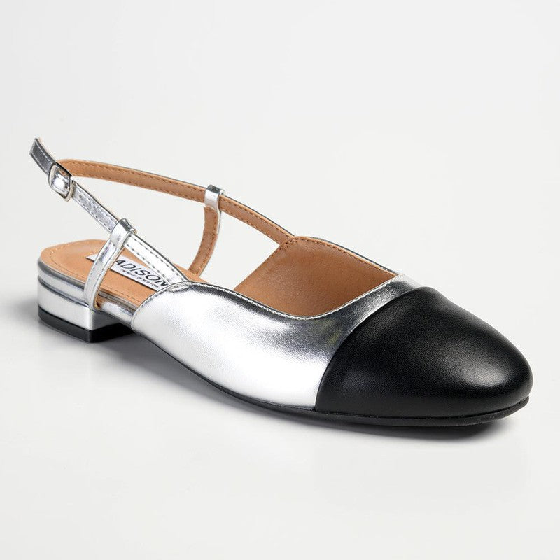 Madison Bluma 3 Toe Cap Slingback Pump - Black / Silver-Madison Heart of New York-Buy shoes online