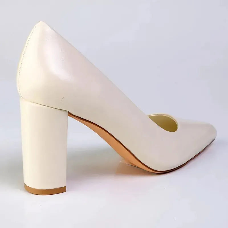 Madison Bora Block Heel Court - Off White