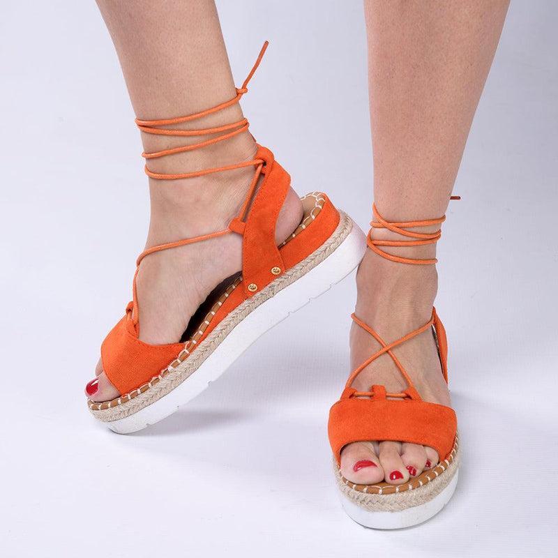 Madison Calli Ankle Wrap Wedge Sandal - Orange-Madison Heart of New York-Buy shoes online