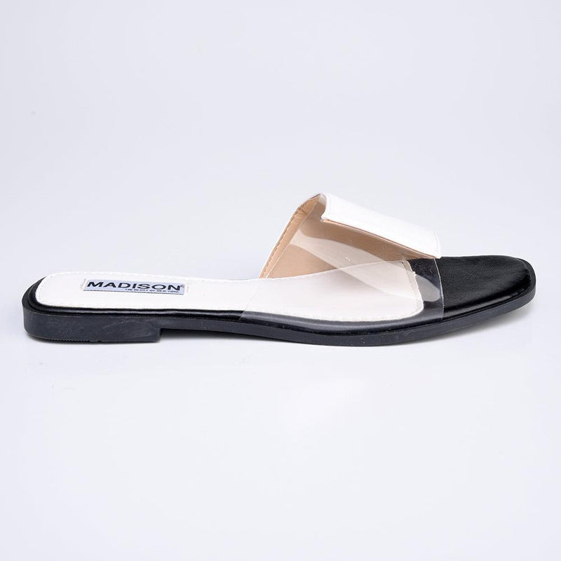 Madison Cecelia Vinyl Fashion Sandal- White/Clear-Madison Heart of New York-Buy shoes online