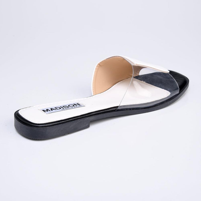 Madison Cecelia Vinyl Fashion Sandal- White/Clear-Madison Heart of New York-Buy shoes online