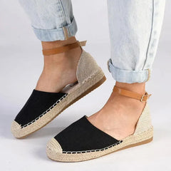 Madison Charlie Closed Espadrille Flats - Black/Nude/Tan