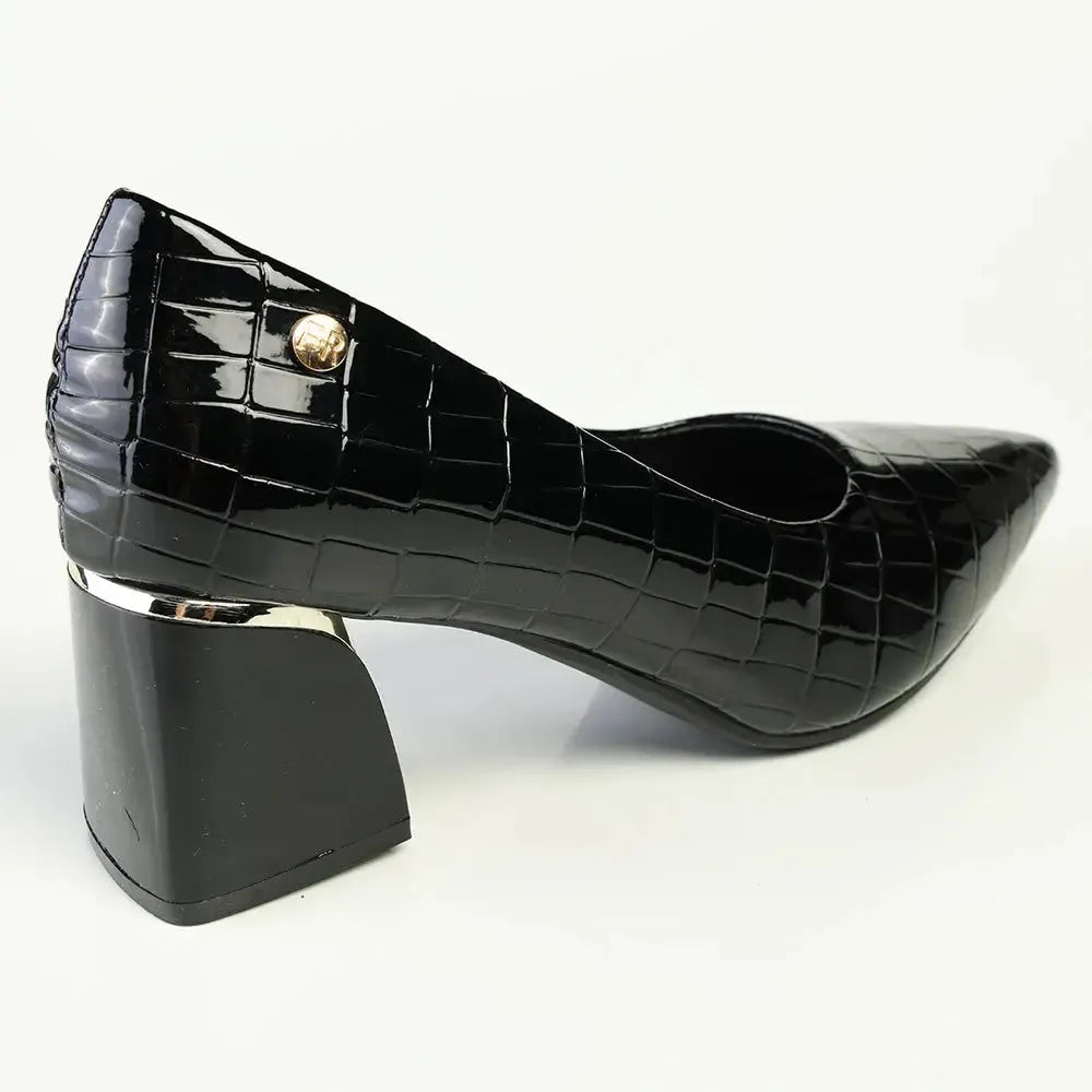 Madison Croc Print Court - Black