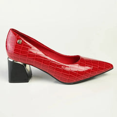 Madison Croc Print Formal Court Heel - Red Croc