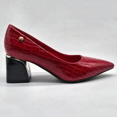 Madison Croc Print Formal Court Heel - Red Croc