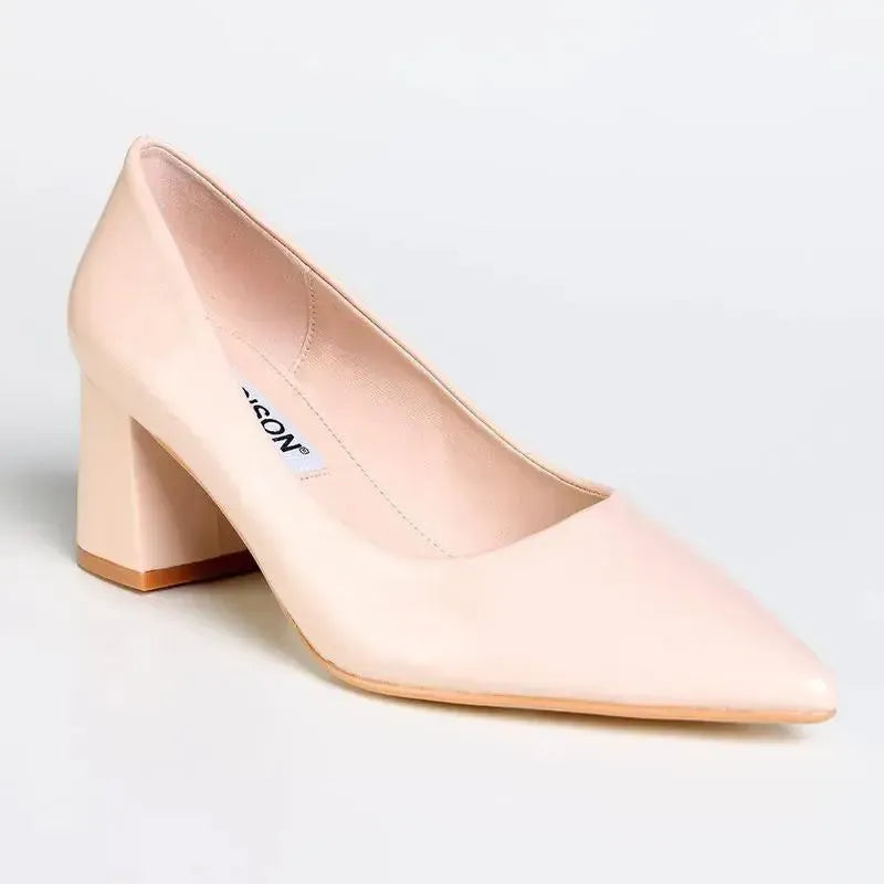 Madison Ginger Block Heel Court - Nude