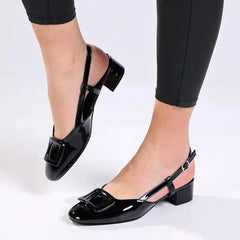 Madison Gracie Slingback with Lower Block Heel - Black