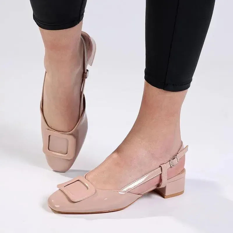 Madison Gracie Slingback with Lower Block Heel - Nude