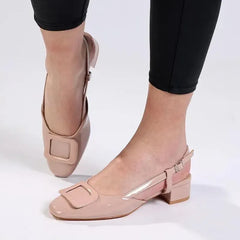 Madison Gracie Slingback with Lower Block Heel - Nude